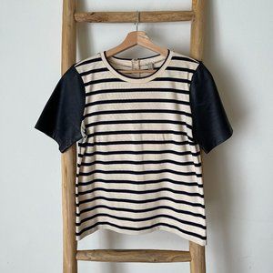 J. Crew Leather Sleeve Tee